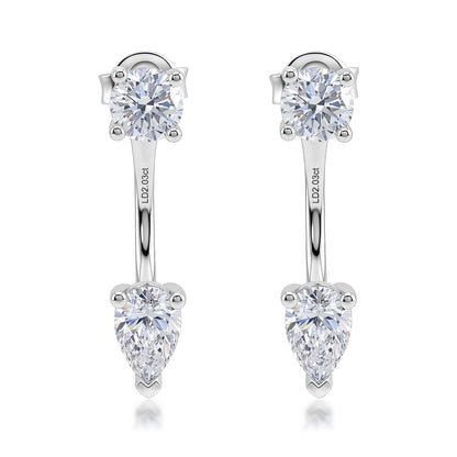 Pear & Round 2.0ctw HPHT Lab Diamond Ear Jacket - S925 - Dapaza