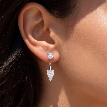Pear & Round 2.0ctw HPHT Lab Diamond Ear Jacket - S925 - Dapaza