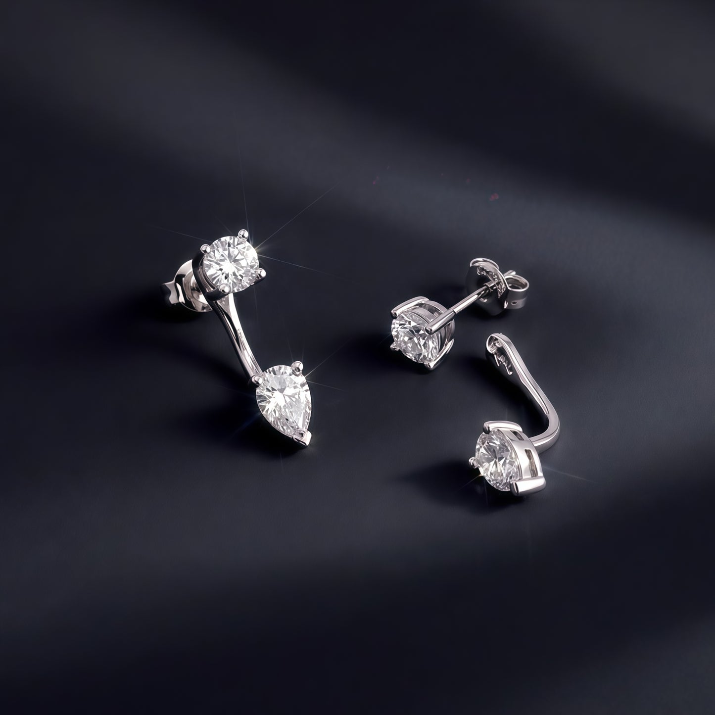 Pear & Round 2.0ctw HPHT Lab Diamond Ear Jacket - S925 - Dapaza