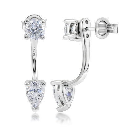 Pear & Round 2.0ctw HPHT Lab Diamond Ear Jacket - S925 - Dapaza