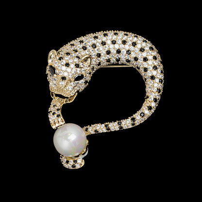 Diamond Leopard Brooch Pin | Gold & Silver Animal Jewelry