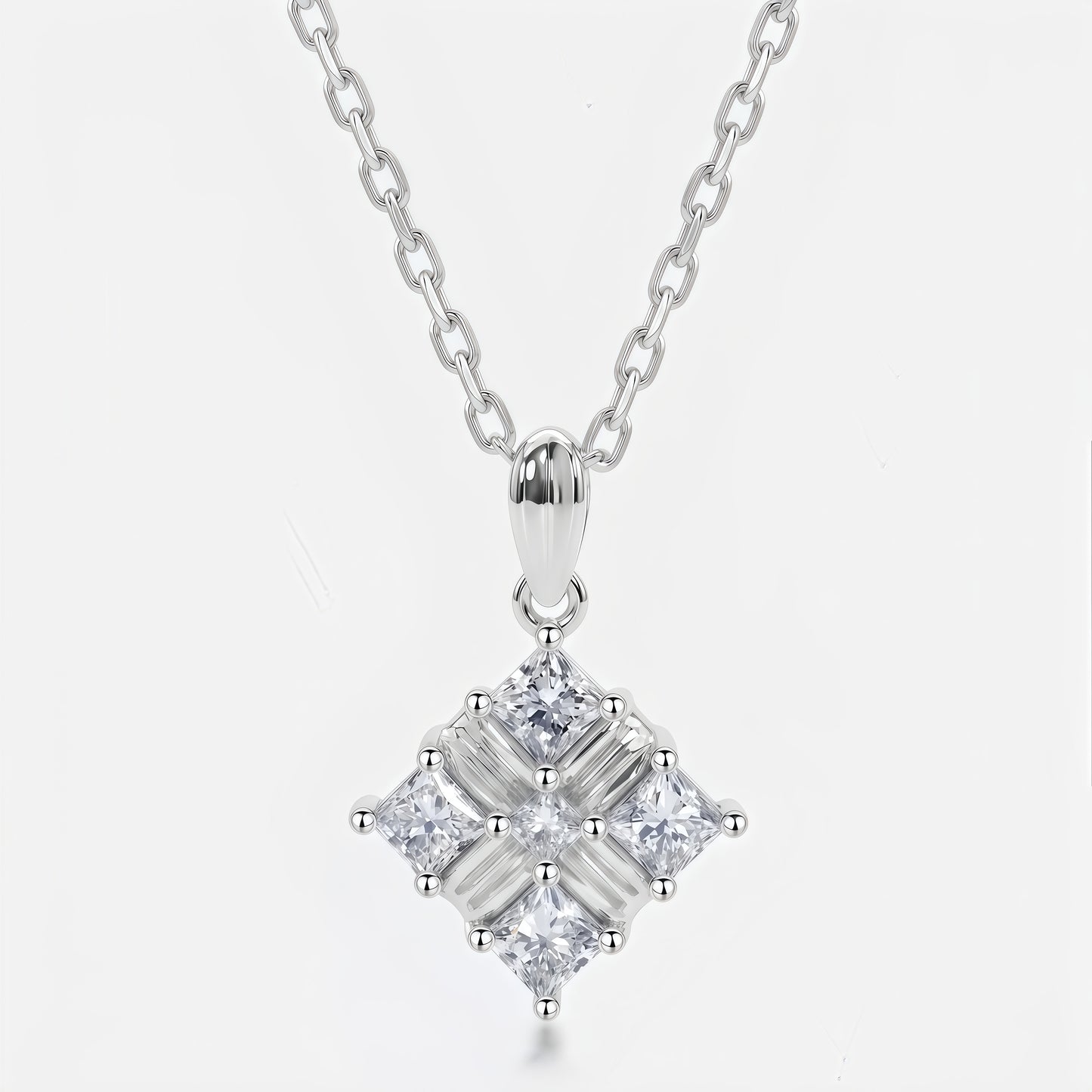 Princess-Cut 0.7ctw Lab Diamond Geometric Pendant - S925 - Dapaza