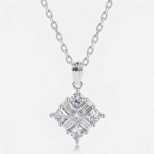 Princess-Cut 0.7ctw Lab Diamond Geometric Pendant - S925 - Dapaza