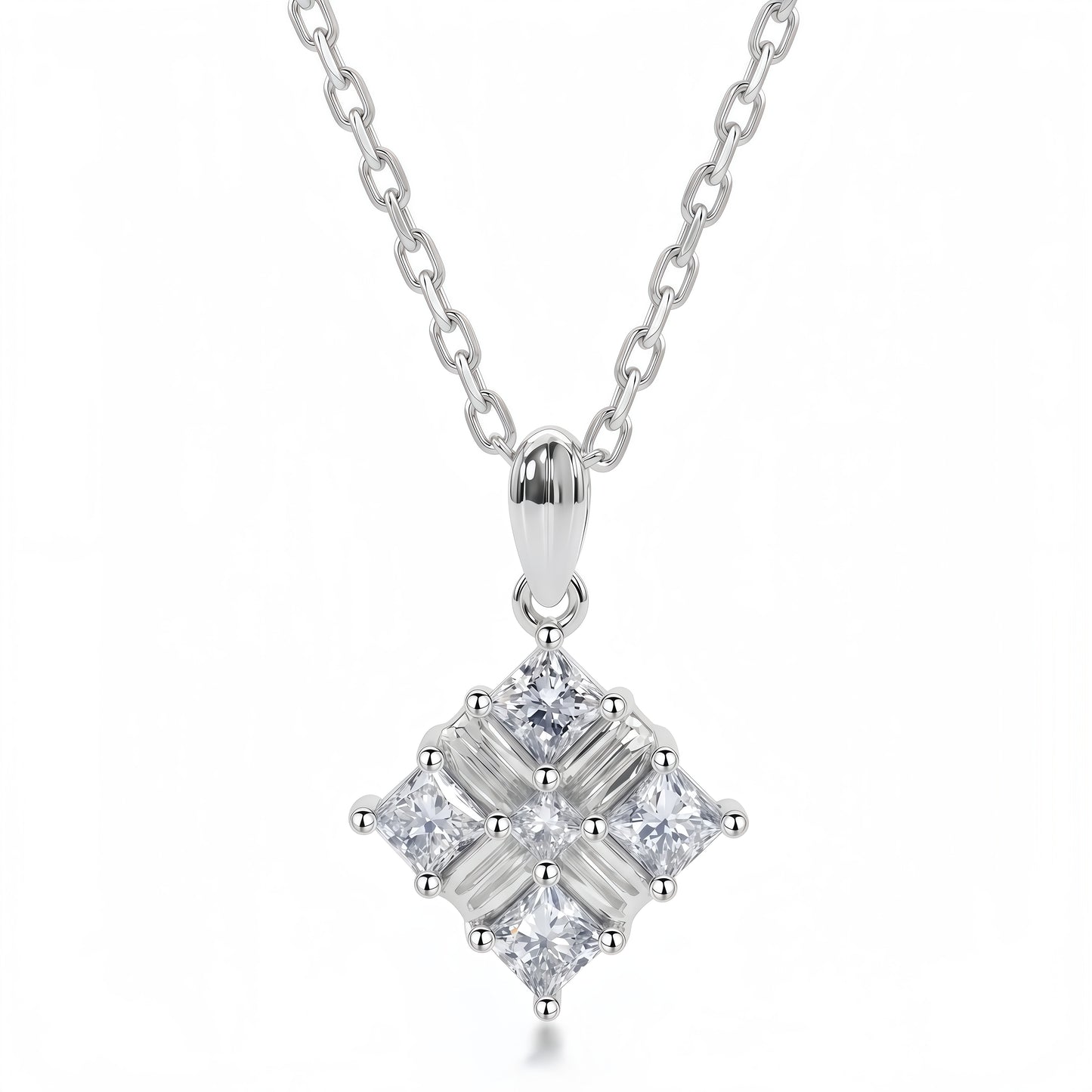 Princess-Cut 0.7ctw Lab Diamond Geometric Pendant - S925 - Dapaza