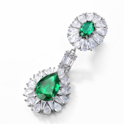 Premium Regal Aura: Vintage Lab-Grown Emerald Statement Drop Earrings | 925 Silver