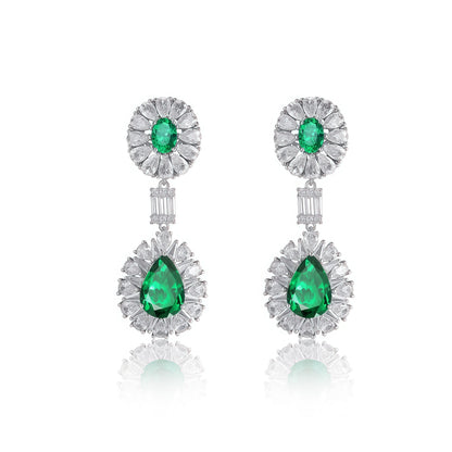 Premium Regal Aura: Vintage Lab-Grown Emerald Statement Drop Earrings | 925 Silver