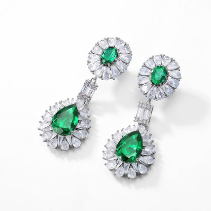 Premium Regal Aura: Vintage Lab-Grown Emerald Statement Drop Earrings | 925 Silver