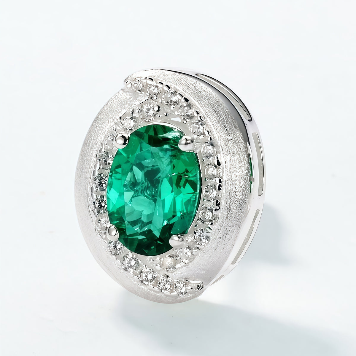 Premium Retro Oval: Minimalist Lab-Grown Emerald Oval Stud Earrings | 925 Silver