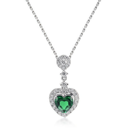Premium Romantic Heart: Geometric Lab-Grown Emerald Heart Pendant | 925 Silver