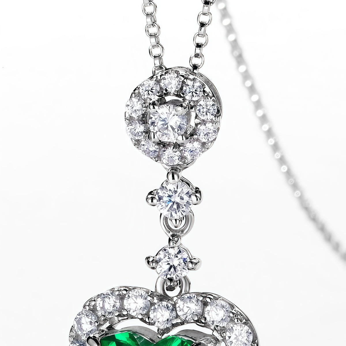 Premium Romantic Heart: Geometric Lab-Grown Emerald Heart Pendant | 925 Silver