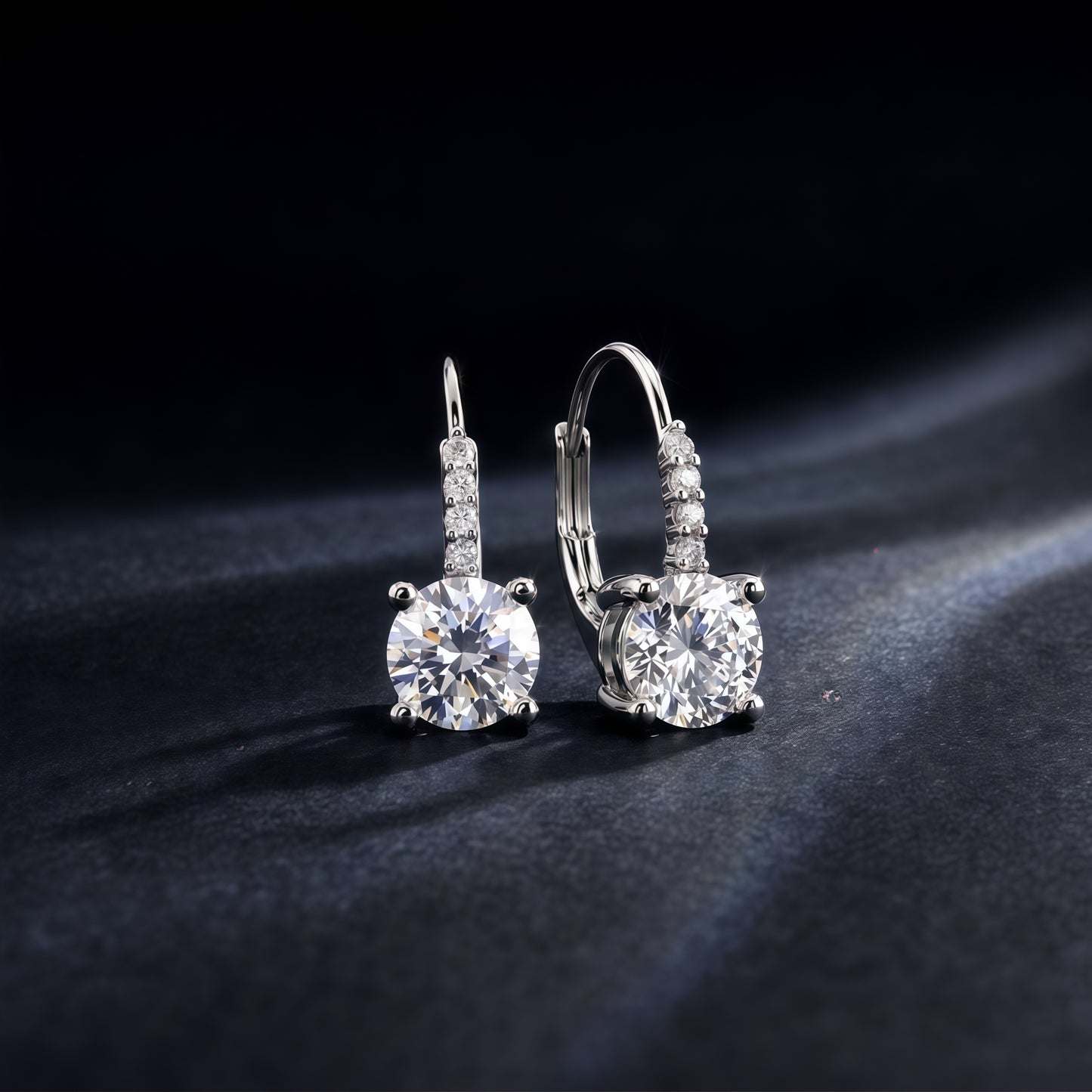 Round 1.68ctw HPHT Lab Diamond Leverback Earrings - S925 - Dapaza