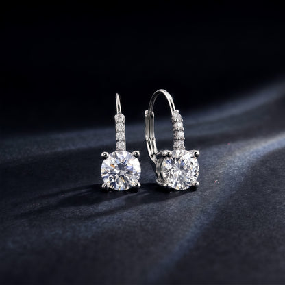 Round 1.68ctw HPHT Lab Diamond Leverback Earrings - S925 - Dapaza