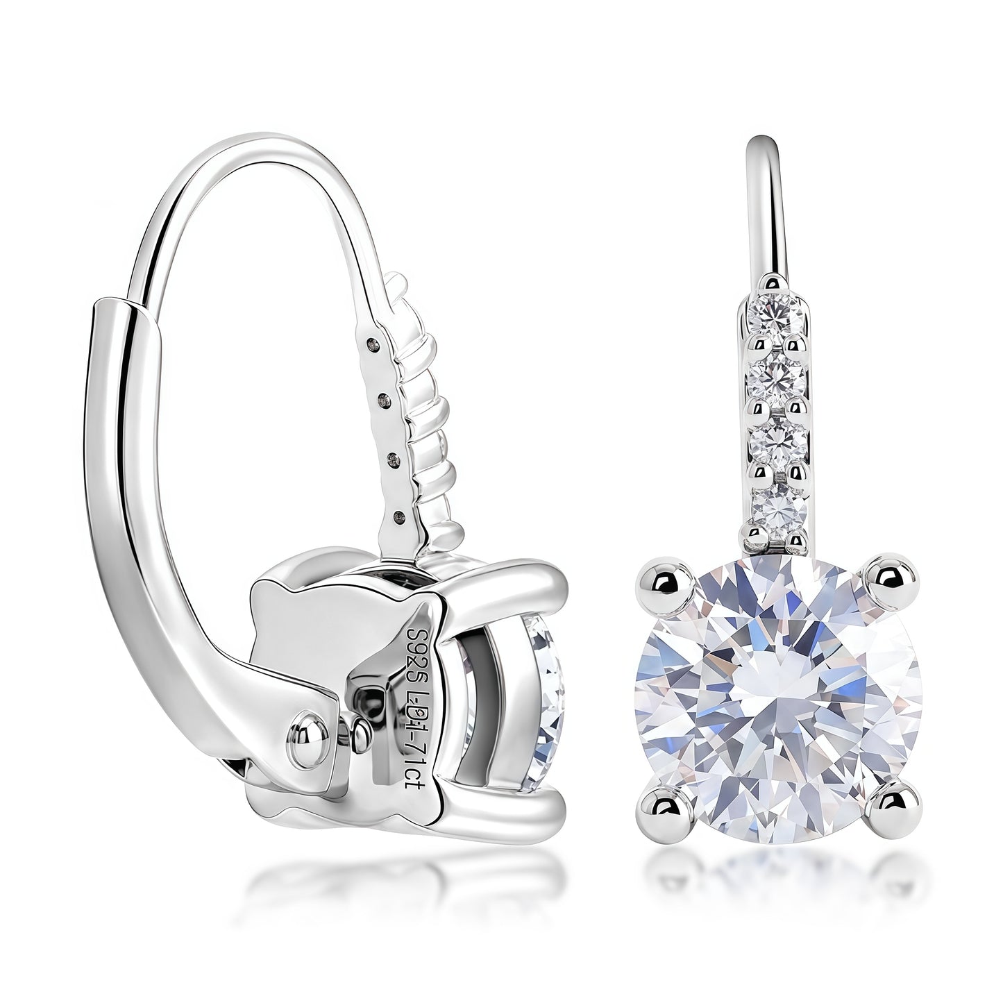 Round 1.68ctw HPHT Lab Diamond Leverback Earrings - S925 - Dapaza