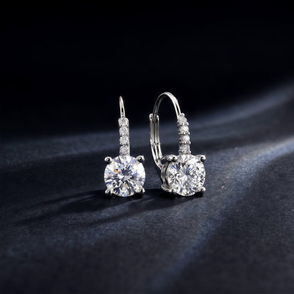 Round 1.68ctw HPHT Lab Diamond Leverback Earrings - S925 - Dapaza