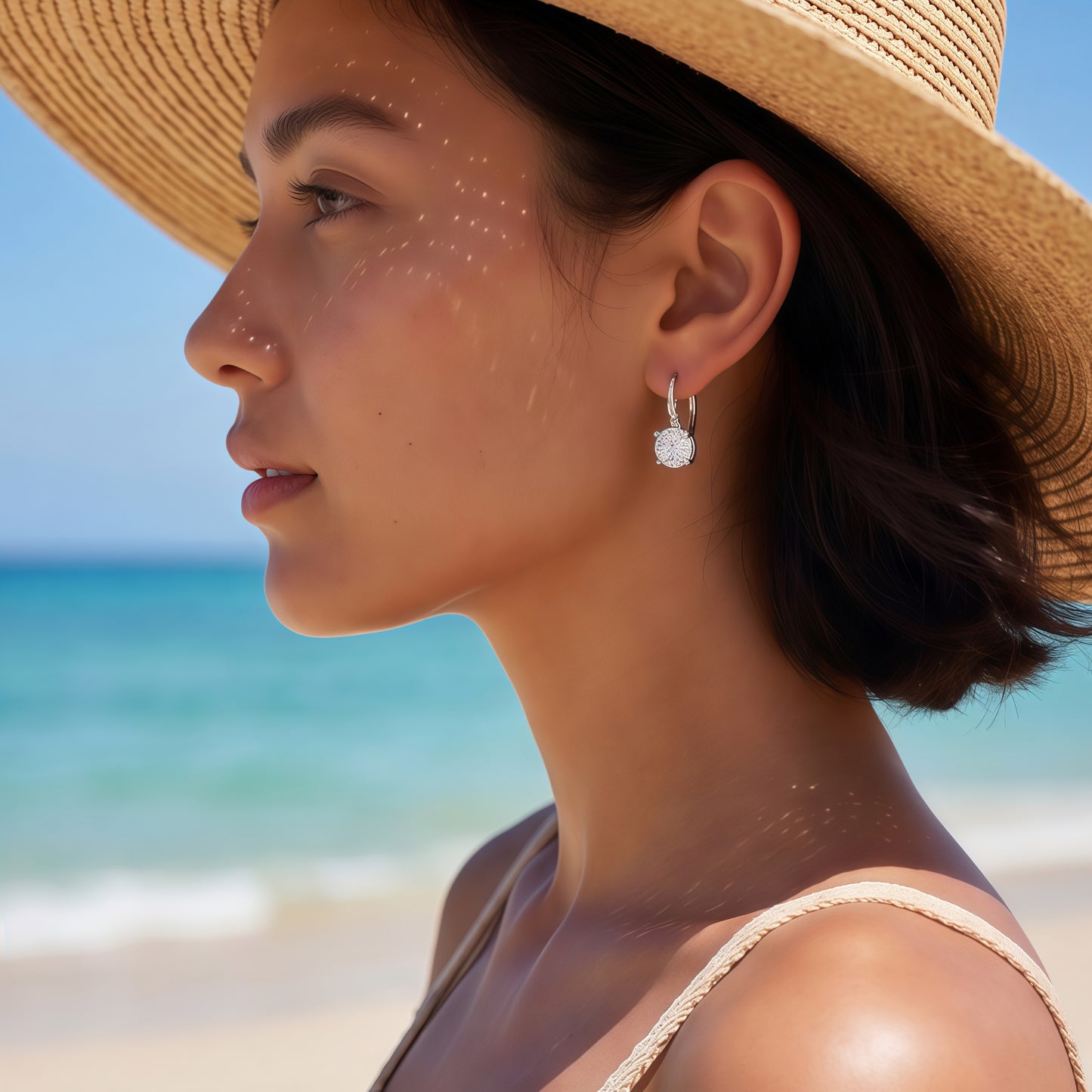 Round 1.68ctw HPHT Lab Diamond Leverback Earrings - S925 - Dapaza