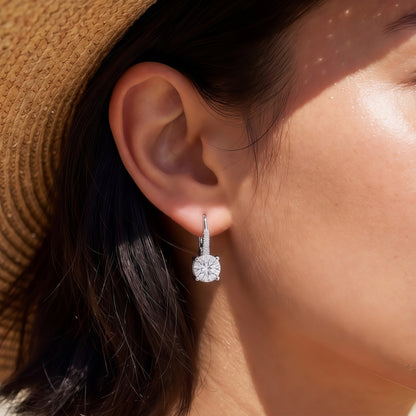 Round 1.68ctw HPHT Lab Diamond Leverback Earrings - S925 - Dapaza