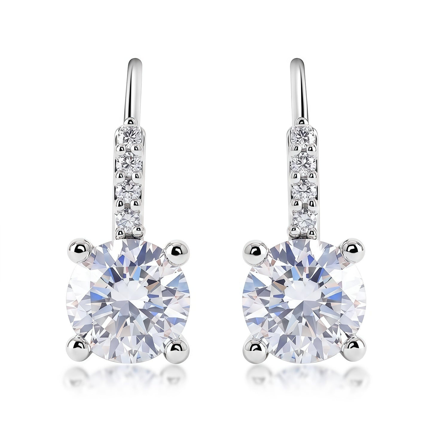 Round 1.68ctw HPHT Lab Diamond Leverback Earrings - S925 - Dapaza