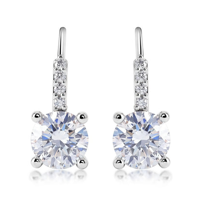 Round 1.68ctw HPHT Lab Diamond Leverback Earrings - S925 - Dapaza