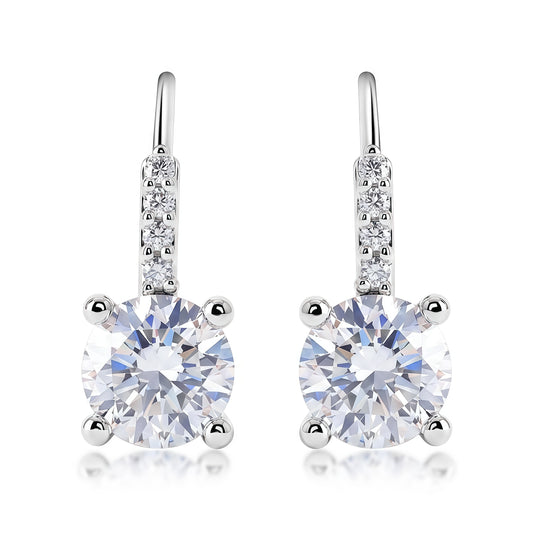 Round 1.68ctw HPHT Lab Diamond Leverback Earrings - S925 - Dapaza