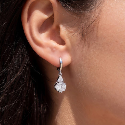 Round 1.79ctw HPHT Lab Diamond Huggie Dangle Earrings - S925 - Dapaza