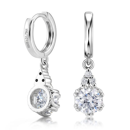 Round 1.79ctw HPHT Lab Diamond Huggie Dangle Earrings - S925 - Dapaza