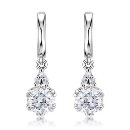 Round 1.79ctw HPHT Lab Diamond Huggie Dangle Earrings - S925 - Dapaza