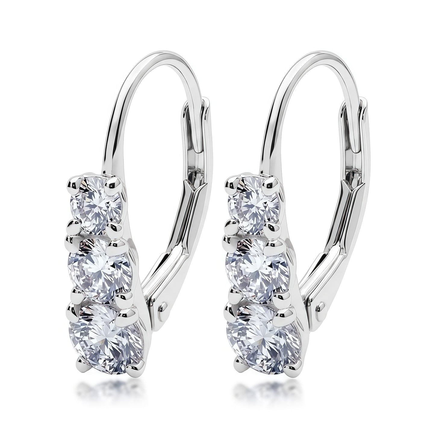 Round D Color VVS Lab Diamond Eternity Hoop Earrings - S925 - Dapaza