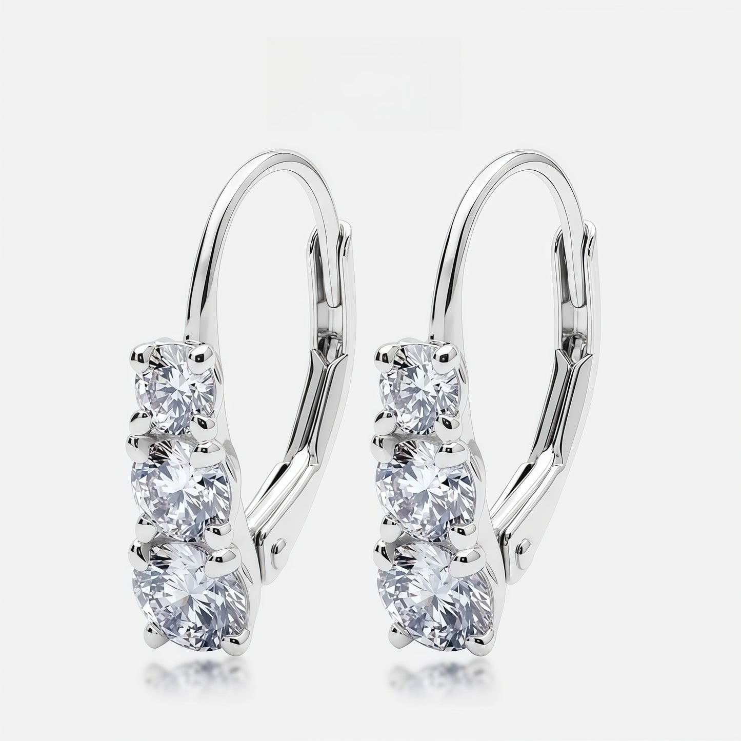 Round D Color VVS Lab Diamond Eternity Hoop Earrings - S925 - Dapaza