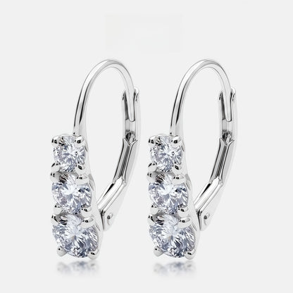 Round D Color VVS Lab Diamond Eternity Hoop Earrings - S925 - Dapaza