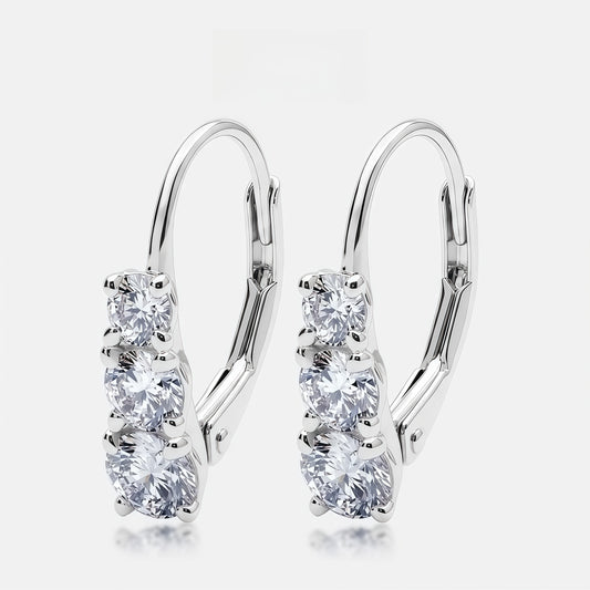 Round D Color VVS Lab Diamond Eternity Hoop Earrings - S925 - Dapaza