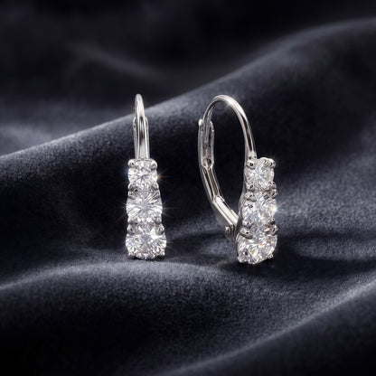 Round D Color VVS Lab Diamond Eternity Hoop Earrings - S925 - Dapaza