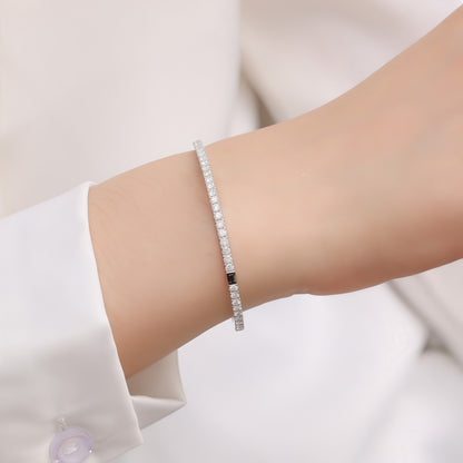 Round Lab Diamond Row Bangle - 2.7ct - Solid PT950 Platinum - Dapaza