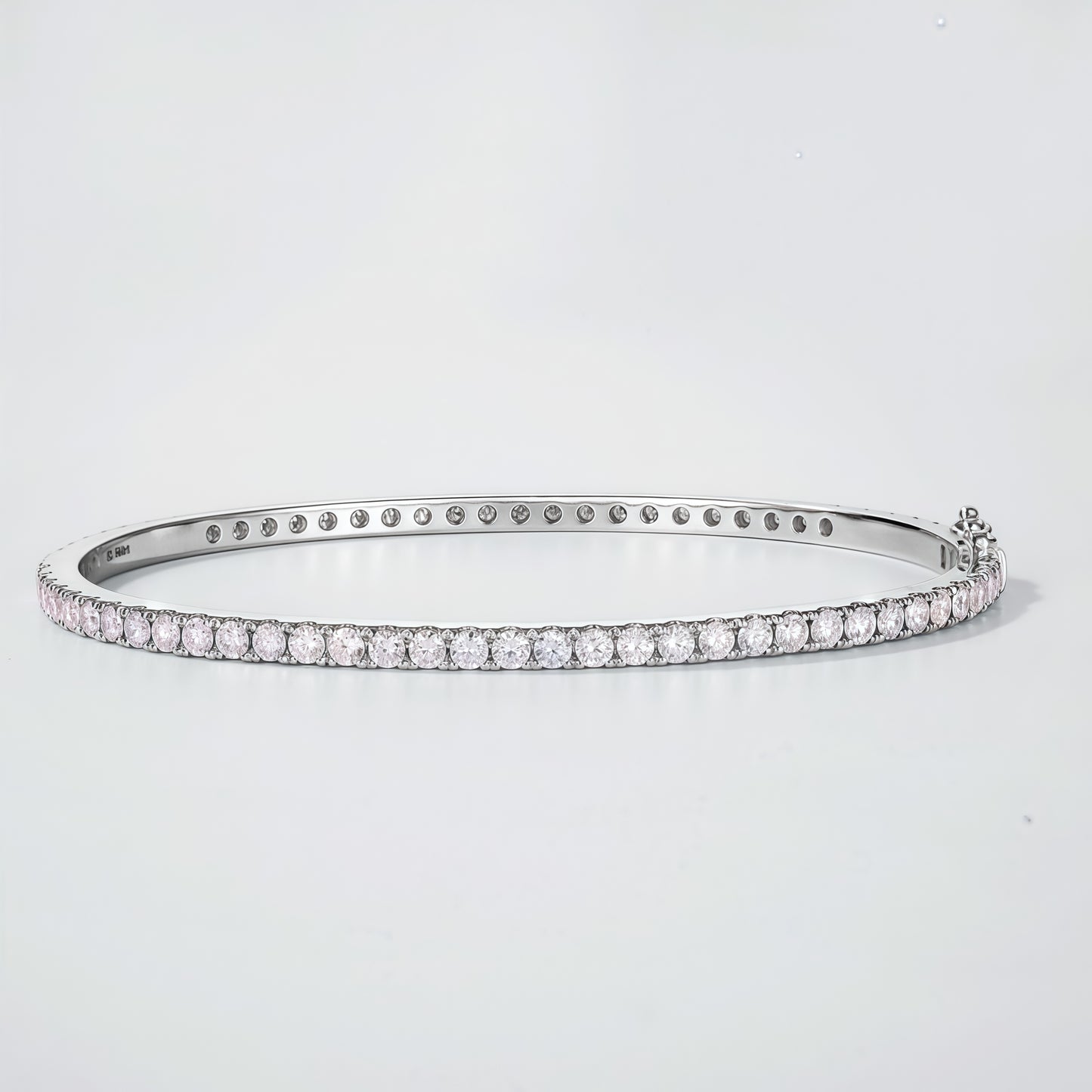 Round Lab Diamond Row Bangle - 2.7ct - Solid PT950 Platinum - Dapaza