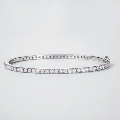 Round Lab Diamond Row Bangle - 2.7ct - Solid PT950 Platinum - Dapaza