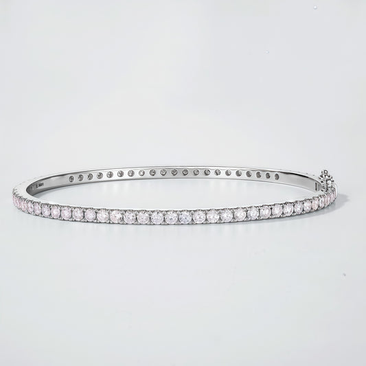 Round Lab Diamond Row Bangle - 2.7ct - Solid PT950 Platinum - Dapaza