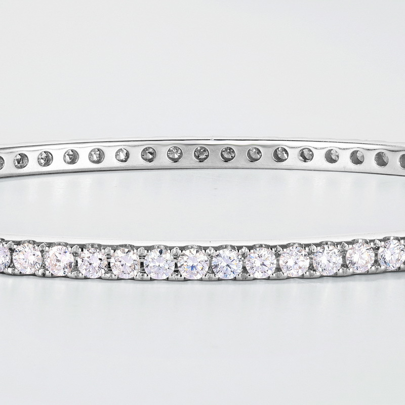 Round Lab Diamond Row Bangle - 2.7ct - Solid PT950 Platinum - Dapaza