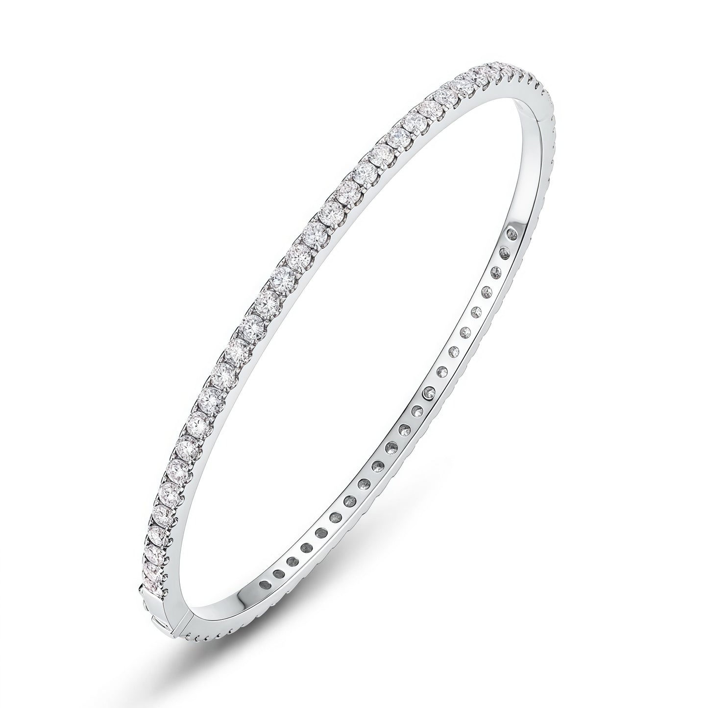 Round Lab Diamond Row Bangle - 2.7ct - Solid PT950 Platinum - Dapaza
