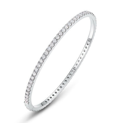 Round Lab Diamond Row Bangle - 2.7ct - Solid PT950 Platinum - Dapaza