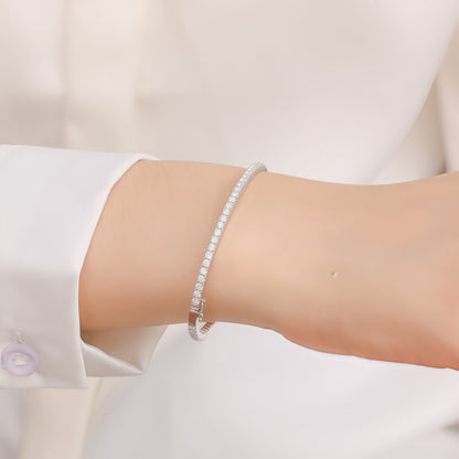 Round Lab Diamond Row Bangle - 2.7ct - Solid PT950 Platinum - Dapaza