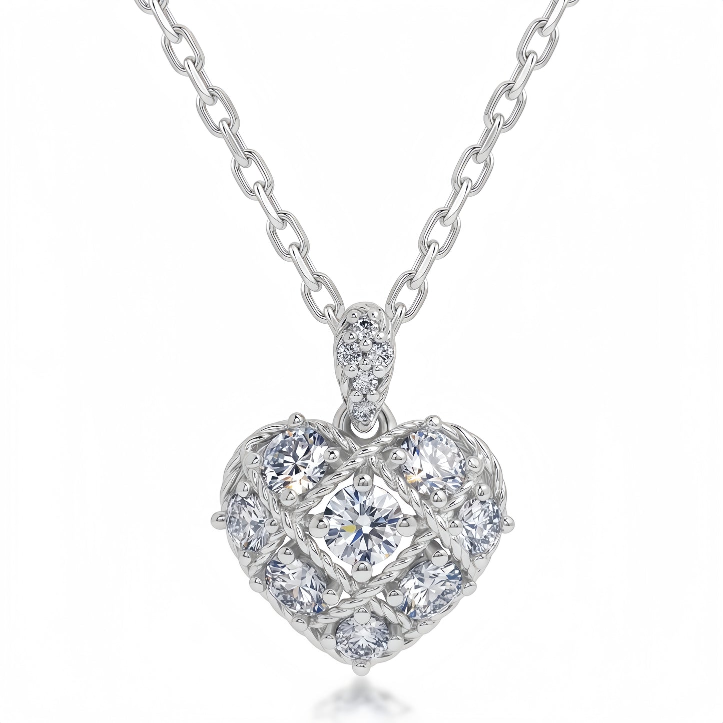 Round 0.83ctw HPHT Lab Diamond Plaid Heart Pendant - S925 - Dapaza