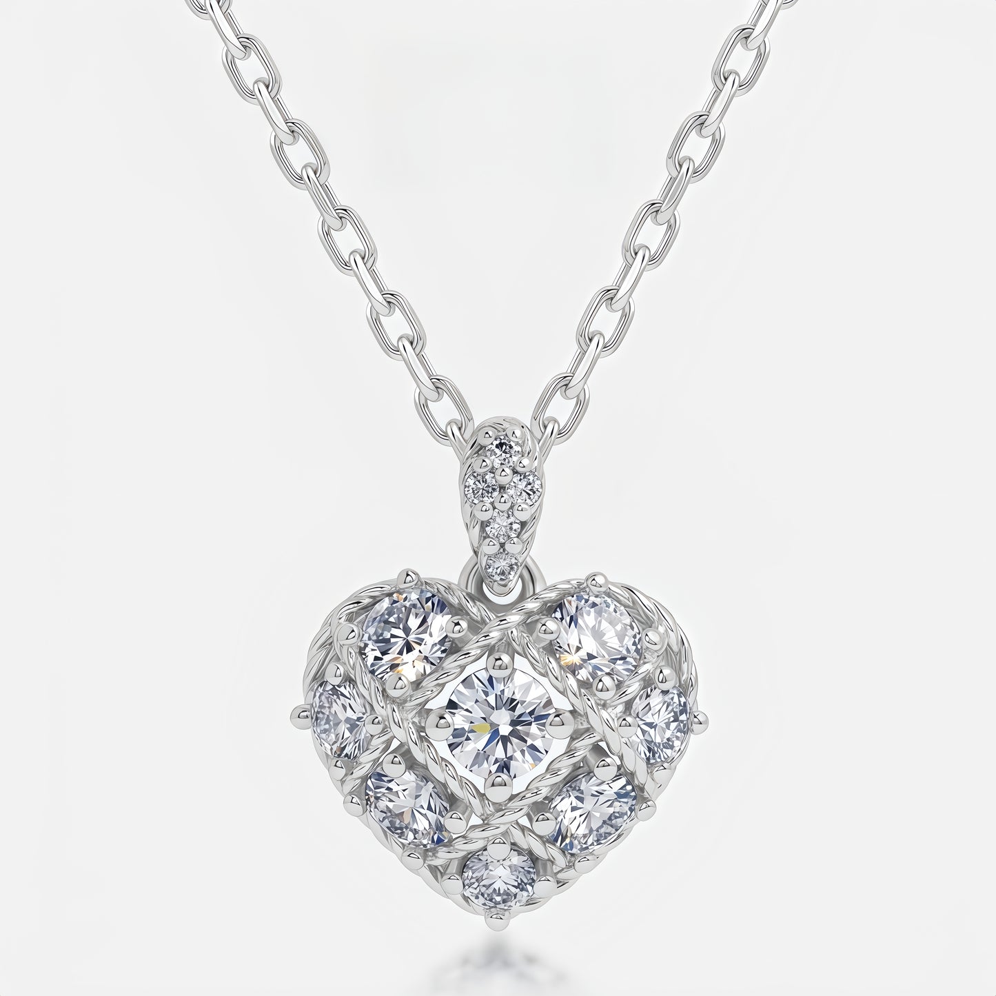 Round 0.83ctw HPHT Lab Diamond Plaid Heart Pendant - S925 - Dapaza