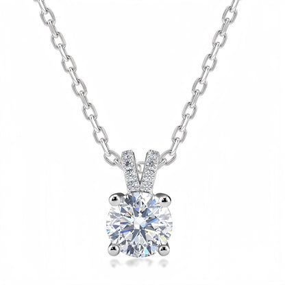 Round 1.37ct Lab Diamond Solitaire Pendant - S925 - Dapaza