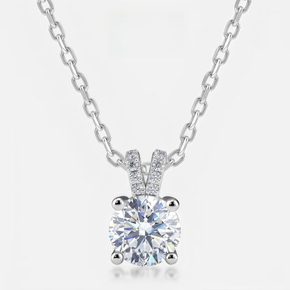Round 1.37ct Lab Diamond Solitaire Pendant - S925 - Dapaza
