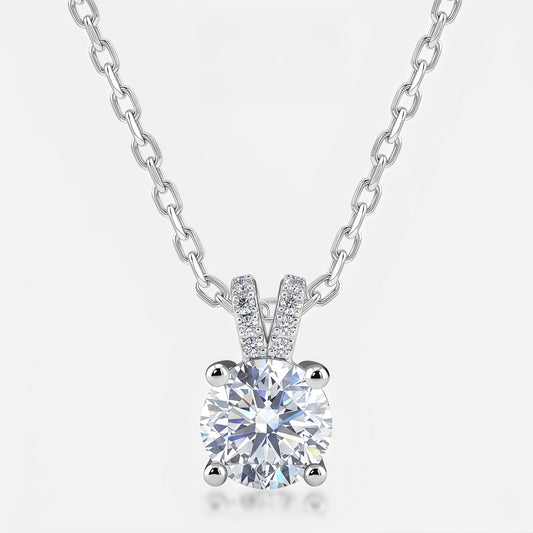 Round 1.37ct Lab Diamond Solitaire Pendant - S925 - Dapaza