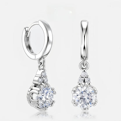 Round 1.79ctw HPHT Lab Diamond Huggie Dangle Earrings - S925 - Dapaza