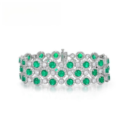 Premium Royal Brilliance: Full-Pavé Lab-Grown Emerald Tennis Bracelet | 925 Silver