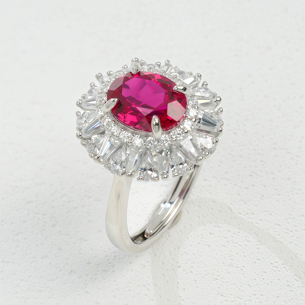 3-Carat Lab Sapphire & Emerald Oval Ring Set - 925 Silver - Dapaza