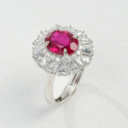 3-Carat Lab Sapphire & Emerald Oval Ring Set - 925 Silver - Dapaza