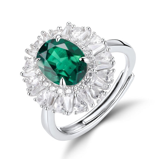 Royal Suite: 3-Carat Lab-Grown Sapphire & Emerald Oval Cocktail Ring Set | 925 Silver | Dapaza