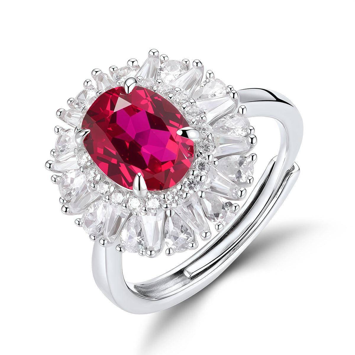 3-Carat Lab Sapphire & Emerald Oval Ring Set - 925 Silver - Dapaza